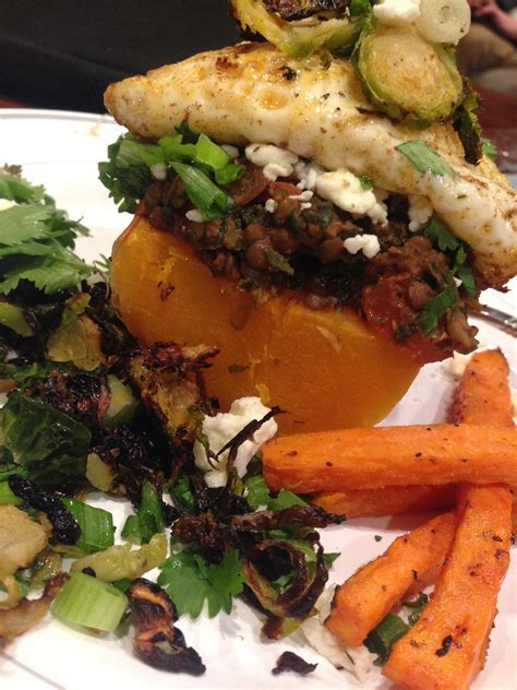 [Homemade] Butternut Squash stuffed with lentils and spanish rice ...