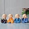Buy FAIRY FIRST® Set of 4 Buddha Monk Statues Miniature Figurines ...