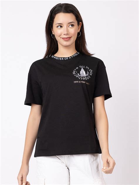 Buy COTTON SINKER R/N TEE WITH DROPPED SHOULDER WITH NECK PRINT 2CIRCLE ...