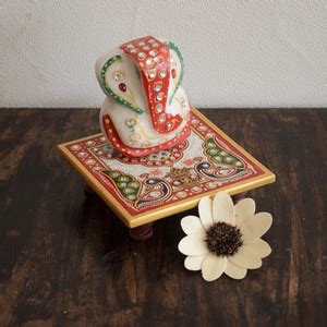 Flipkart SmartBuy Designer Lord Ganesha Chowki (4 Inches) Marble Pooja ...