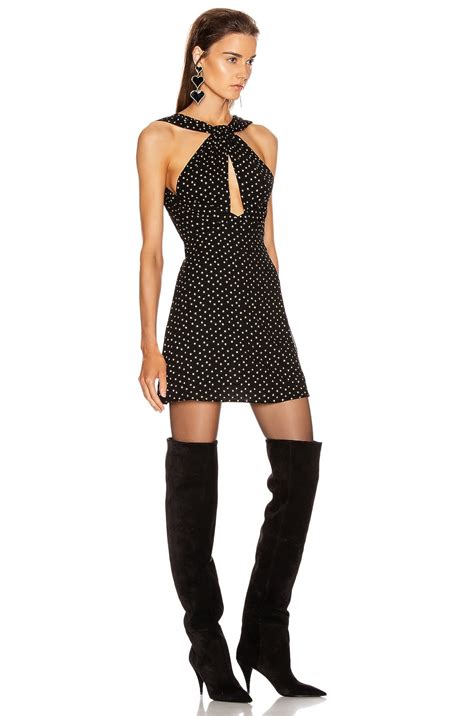 Saint Laurent Cutout Mini Dress in Black & Gold | FWRD