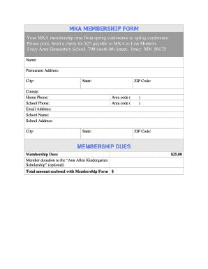 Fillable Online dev mymka MKA MEMBERSHIP FORM Fax Email Print - pdfFiller