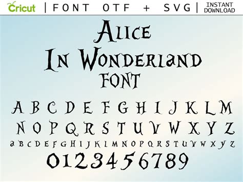 Alice Font, Alice in Wonderland Letters, TTF for Cricut Silhouette File ...