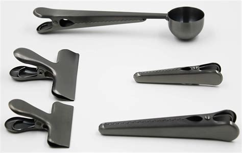 Buy Coffee & Food bag Clip Set , Stainless Steel with Titanium coating ...
