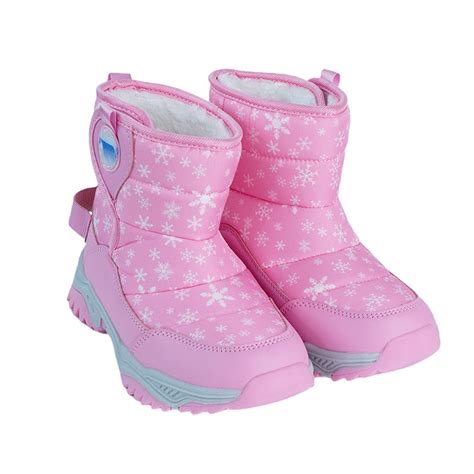 Pink Snowflake Waterproof Winter Snow Boots for Kids for Minus Degree