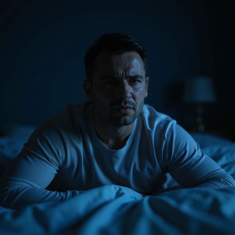 realistic hyperrealistic 4K image of a man waking up in the middle of ...