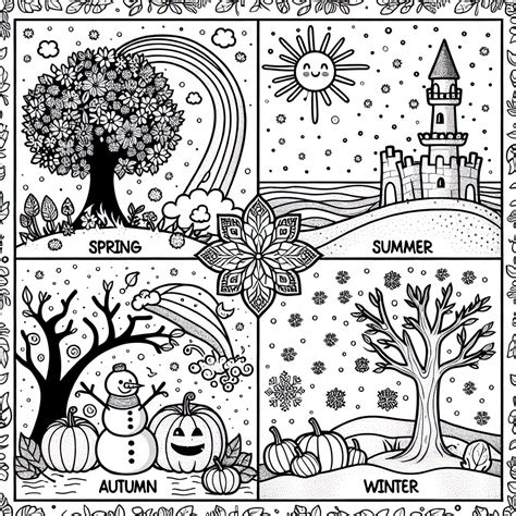 Four Seasons Coloring Page Pdf