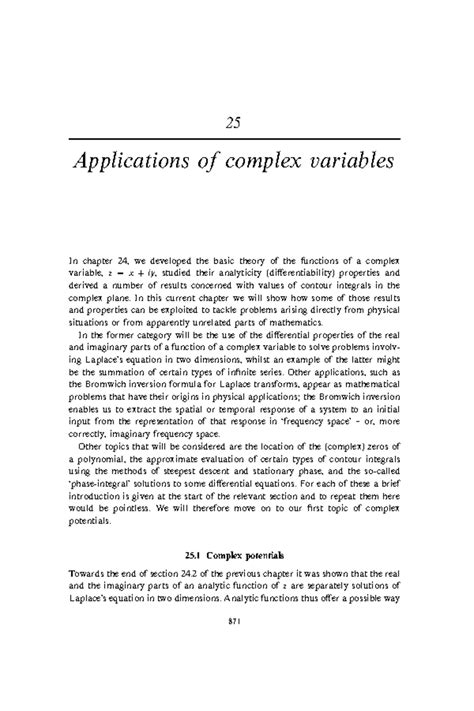 Physics Engineering - 25 Applications of complex variables In chapter ...