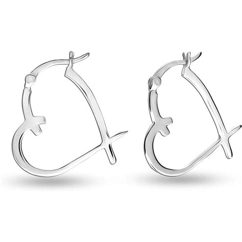 LeCalla - Buy 925 Sterling Silver Love Heart Click-Top Hoop Earrings ...