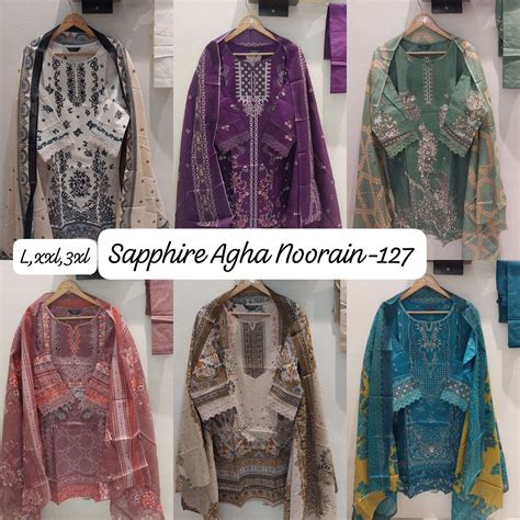 Agha Noorain 127 Sapphire Lawn Karachi Readymade Suits Wholesale Price ...