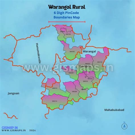 Warangal Rural PincodeBoundaries Map (Telangana)