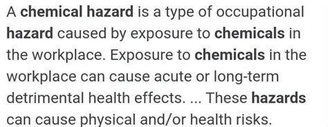 What is a chemical hazard? - Brainly.in