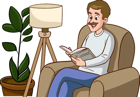 man sitting on sofa reading a book cartoon vector 20088541 Vector Art ...