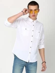 abof by Aditya Birla Men Solid Casual White Shirt - Buy abof by Aditya ...