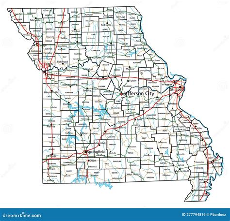 Missouri Road and Highway Map. Stock Vector - Illustration of ...