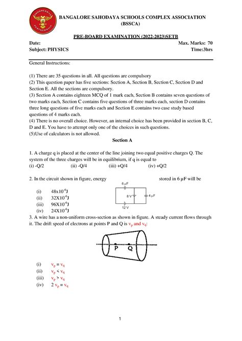 XII Physics [042] Model Exam Question Paper 2023 - Studocu