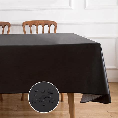 Amazon.com: NLMUVW Black Vinyl Tablecloth with Flannel Backing ...