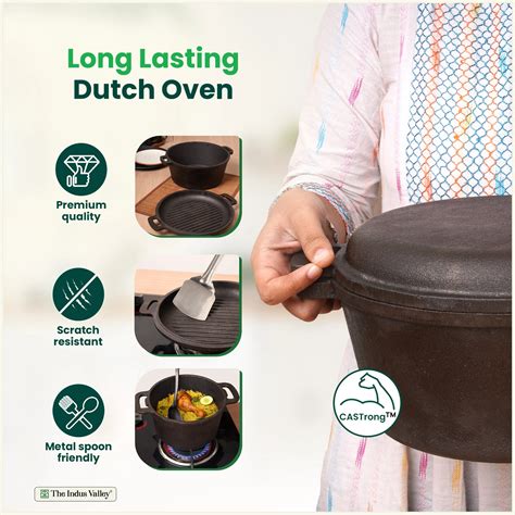 Buy Best Pre-seasoned Cast Iron Dutch Oven/Biryani Pot with Lid Online ...