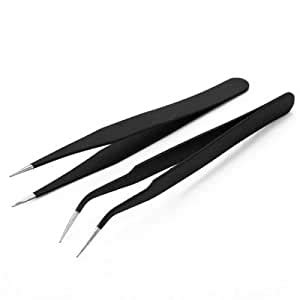 ISC 2 Pcs Safe Precision Tweezers, Anti-Static Stainless Steel Tweezers ...