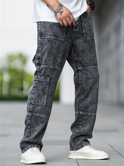 Manfinity EMRG Hombres Jeans cargo con parche con bolsillo lateral ...