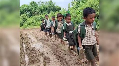 Andhra tribal students trek 3 km daily through mud to school due to ...