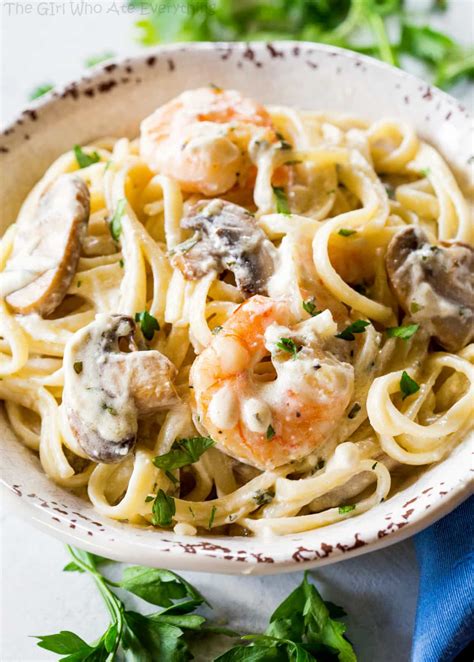 Creamy Shrimp and Mushroom Pasta - The Girl Who Ate Everything