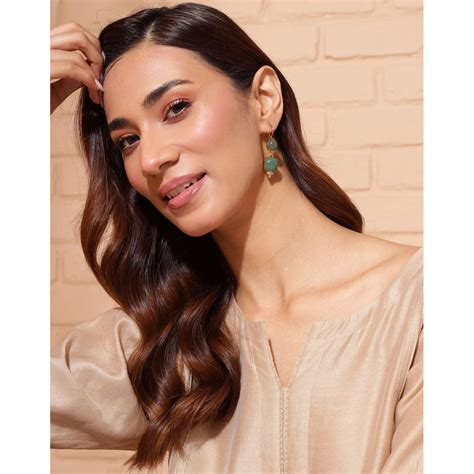 Buy Fabindia Silver Dangler Earrings Green Online