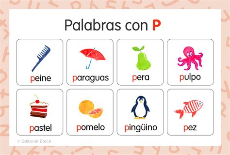 +100 Palabras con P (con imágenes) - Lenguaje.com