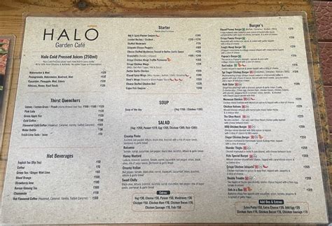 Menu at Halo Garden Cafe, Mangaluru