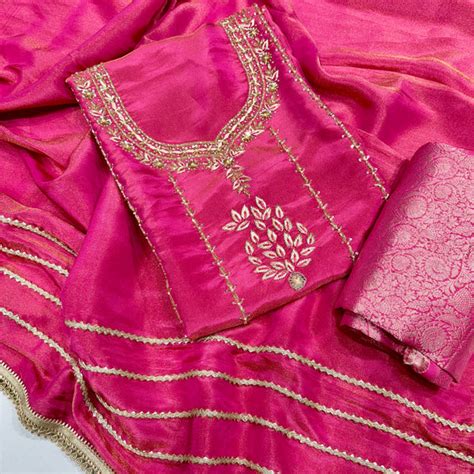 Tissue silk zardozi dabka work brocket bottom Suit set – R K Suit & Sarees