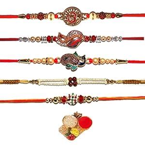 Buy BANDHAN Rakhi with Roli Chawal for Bhai Kundan Rakhi for Men Combo ...