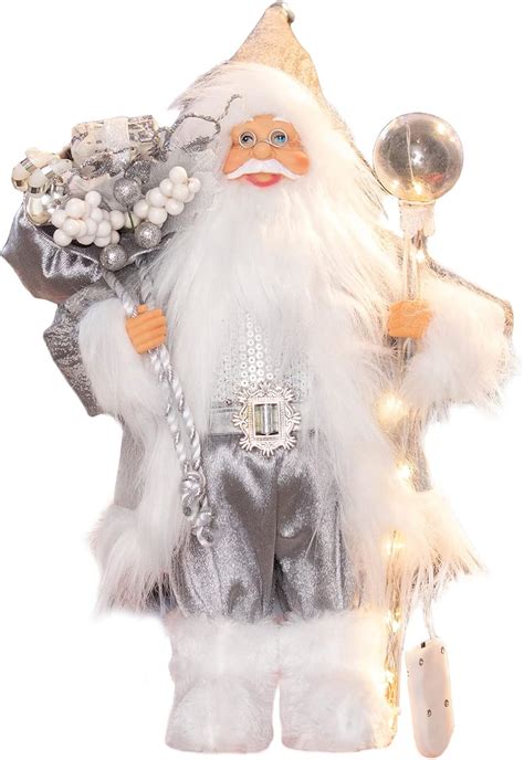 Buy 13.8inch Santa Claus Figurines with Lighting Walking Stick ...