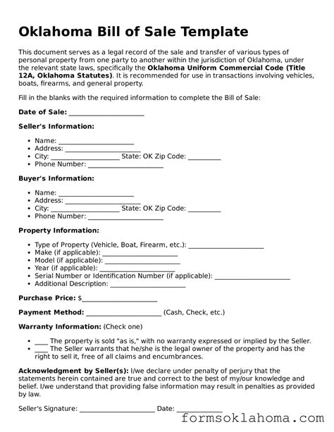 Oklahoma Bill Of Sale