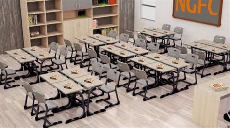Single Desk and chair School furniture, College Furniture
