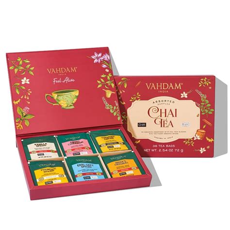 VAHDAM, Assorted Chai Tea Variety Pack (6 Delicious Flavors, 36 Eco ...