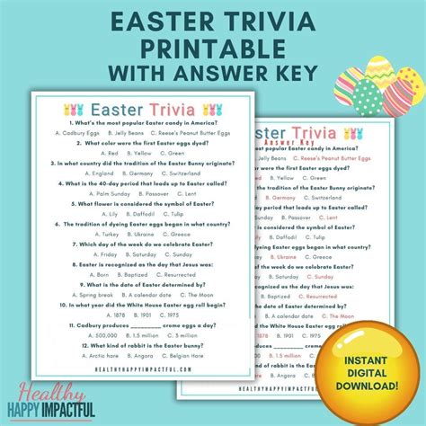 Easter Trivia Party Game, Easter Trivia Quiz, Printable Easter Party ...