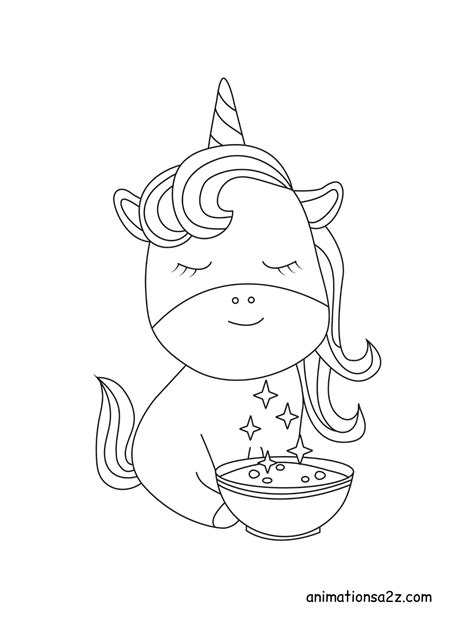 Animations a2z: What unicorns eat? coloring pages and worksheets