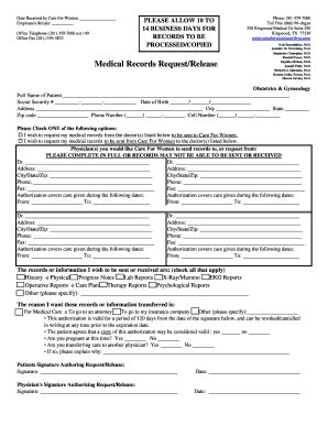 Fillable Online Medical Records Request/Release Form Fax Email Print ...