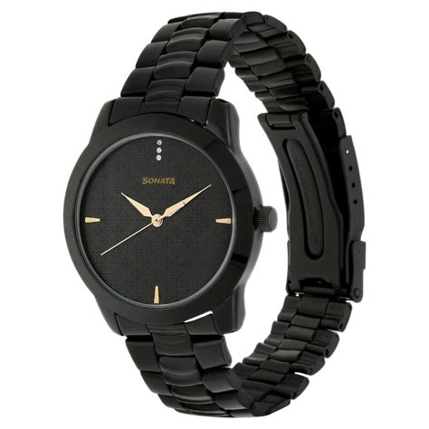 Buy Online Sonata Quartz Analog Black Dial Metal Strap Watch for Men ...