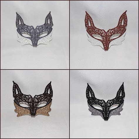 Custom Freestanding lace Fox Mask Crystal Rhinestones | Etsy