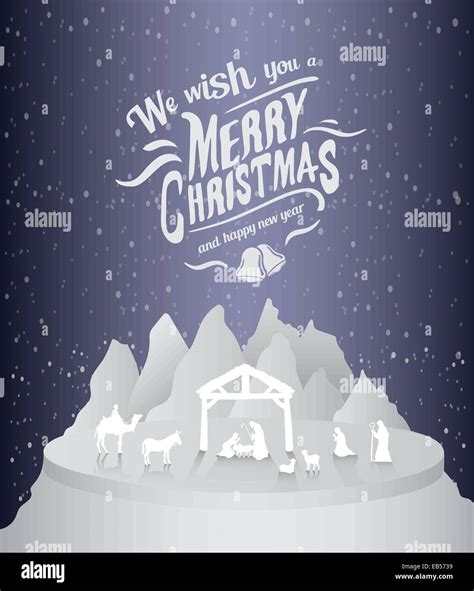 Merry christmas vector with nativity scene Stock Vector Image & Art - Alamy