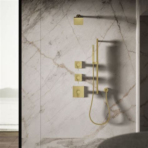 KOHLER Vibrant Brushed Moderne Brass 5-in Square Fixed Shower Head 1.75 ...