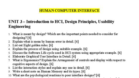 HCI QB - SPPU TE Endsem Exam Question Bank for HCI Unit 3-5 - Studocu