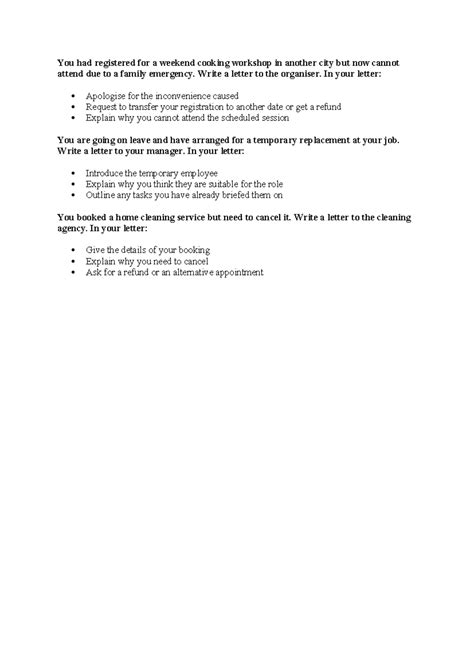 Letter Writing Practice: Apologies, Cancellations & Requests - Studocu
