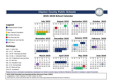 Clayton County Public Schools Calendar 2025-2026 | Holidays