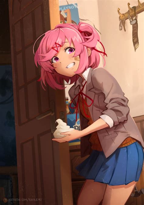 monika and natsuki (doki doki literature club and 1 more) drawn by ...