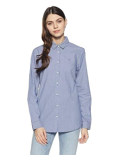 Buy Tommy Hilfiger Women's Striped Regular Fit Shirt (P8CWW101_L_SURF ...