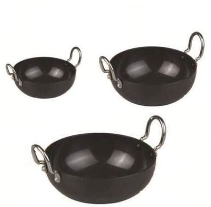 Shoppernation Small Size Non Stick Tadka Kadai Pan Set (Pack Of 3 ...