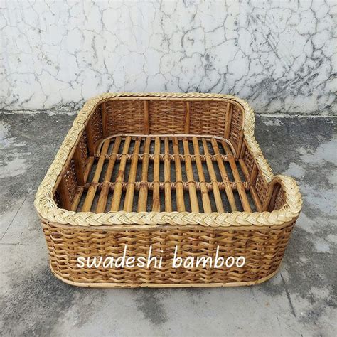 Bamboo Cane Pet Bed for Dogs and Cats with Cushion (Weaving) 32" x 24 ...