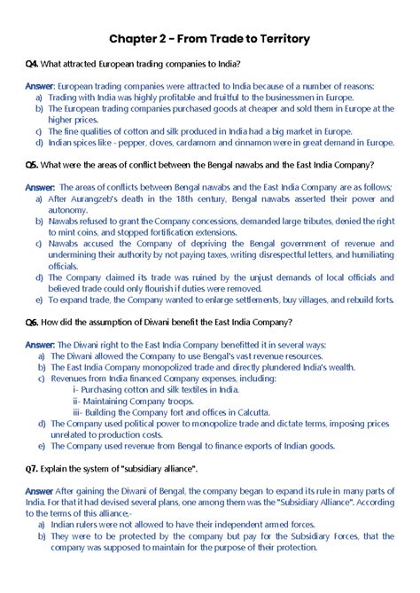 Class 8 History Chapter 2: European Trade & Conflict in India - Studocu